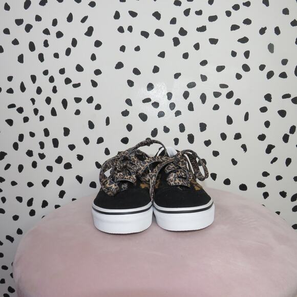 Vans Black Leopard Print Girls Lace Up Sneakers - Picture 3 of 8